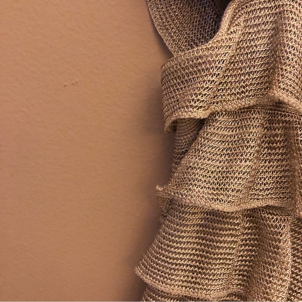 Max Studio Ruffle Fringe Sleeveless Tiered Dress Gold Metallic XS‎ - Picture 4 of 7
